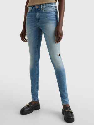 skinny-fit faded jeans