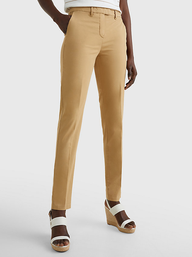 beige heritage skinny fit chinos for women tommy hilfiger
