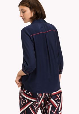 Blouse-Chemisier CRISCA Dames - Taille EU 44 - Blanc/Rose - Style Décontracté Pailleté - Occasion TB
