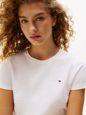 weiß heritage t-shirt aus bio-baumwolle für damen - tommy hilfiger