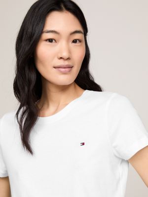 weiß heritage t-shirt aus bio-baumwolle für damen - tommy hilfiger