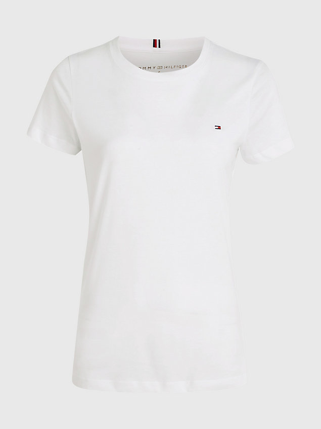white heritage t-shirt met ronde hals voor dames - tommy hilfiger