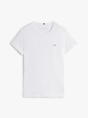 wit heritage t-shirt met ronde hals voor dames - tommy hilfiger