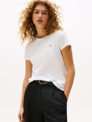 white heritage crew neck t-shirt for women tommy hilfiger