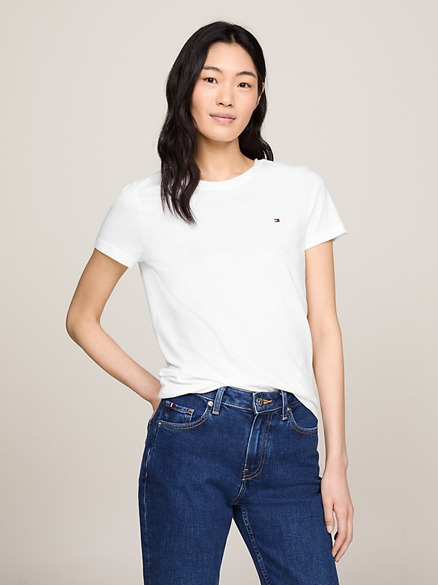 white heritage crew neck t-shirt for women tommy hilfiger