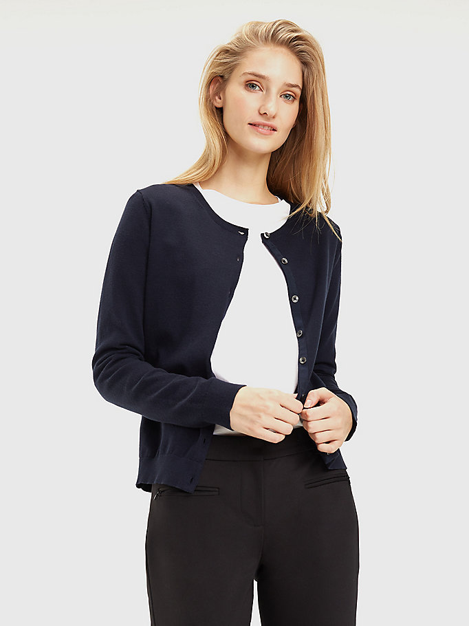 blue heritage button-up cardigan for women tommy hilfiger