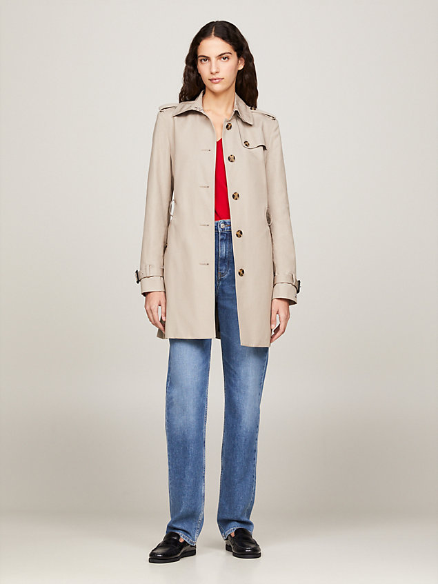 grey heritage single-breasted trenchcoat voor dames - tommy hilfiger