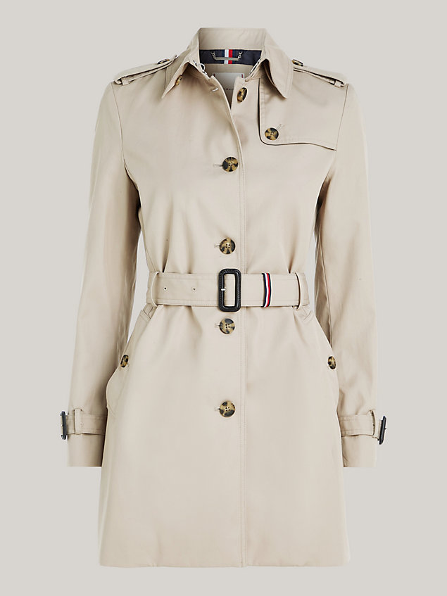 grey heritage single-breasted trenchcoat voor dames - tommy hilfiger