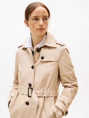 beige einreihiger trenchcoat für damen - tommy hilfiger