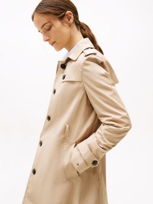 beige einreihiger trenchcoat für damen - tommy hilfiger