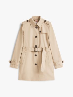 beige einreihiger trenchcoat für damen - tommy hilfiger