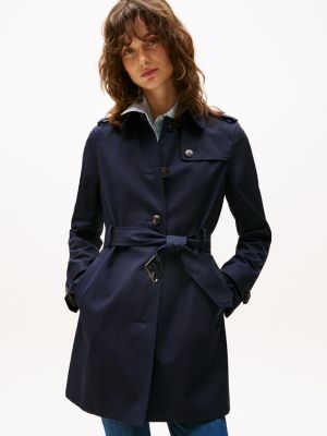 blue single breasted trench coat for women tommy hilfiger