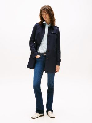 blue single breasted trench coat for women tommy hilfiger