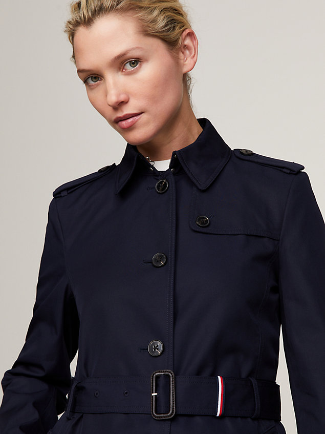 trench-coat droit heritage blue pour femmes tommy hilfiger