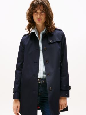 blue einreihiger trenchcoat für damen - tommy hilfiger