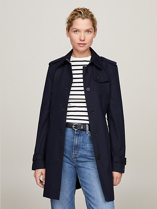 blue heritage single breasted trench coat for women tommy hilfiger