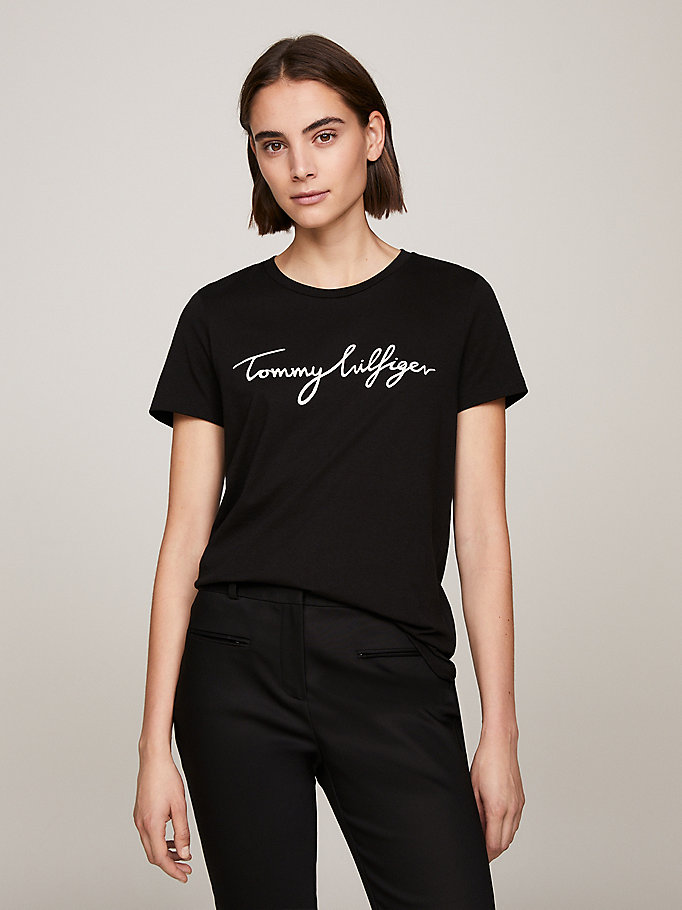 actualizar Reductor Absay Heritage Crew Neck Logo T-Shirt | BLACK | Tommy Hilfiger