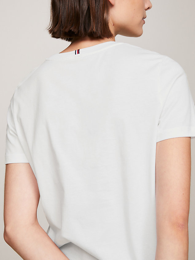 t-shirt à logo heritage col ras-du-cou white pour femmes tommy hilfiger