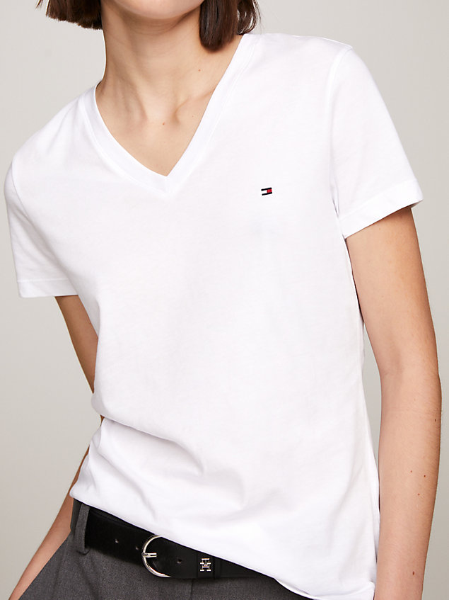 white heritage v-neck t-shirt for women tommy hilfiger