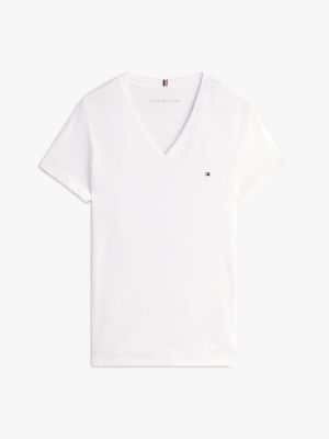 white heritage v-neck t-shirt for women tommy hilfiger