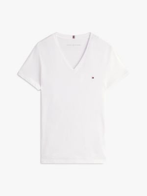 white heritage v-neck t-shirt for women tommy hilfiger