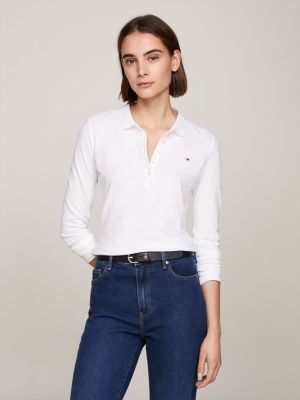 tommy hilfiger white long sleeve shirt womens