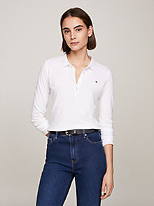 white heritage long sleeve polo shirt for women tommy hilfiger