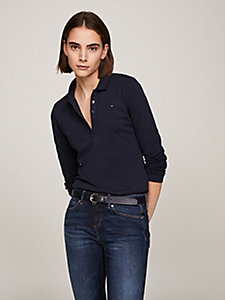 blue heritage long sleeve polo shirt for women tommy hilfiger