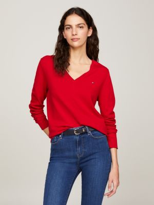 Tommy Hilfiger HERITAGE V NECK - Jumper - apple red/red 