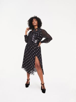 Zendaya Curve jurk met polkadotprint | ZWART | Tommy Hilfiger