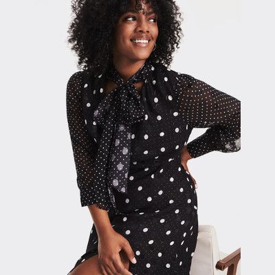 tommy hilfiger black and white polka dot dress