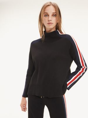 Pull col haut manches rayées | NOIR | Tommy Hilfiger