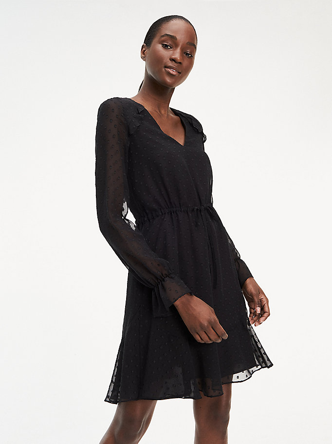 Spot Long Sleeve Dress | BLACK | Tommy Hilfiger