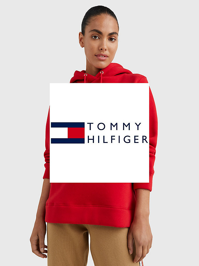 red logo drawstring regular fit hoody for women tommy hilfiger