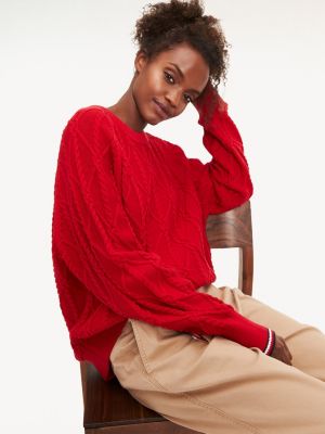 tommy hilfiger red jumper womens
