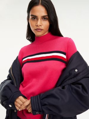 tommy jeans retro mock neck jumper