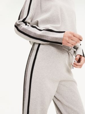 grey trousers with side stripe