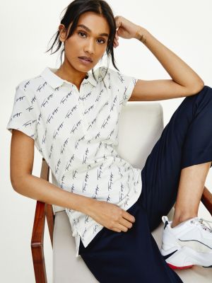 Slim fit polo met abstracte print | WIT | Tommy Hilfiger