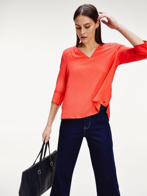 Viscose Relaxed Fit Blouse ORANGE Tommy Hilfiger