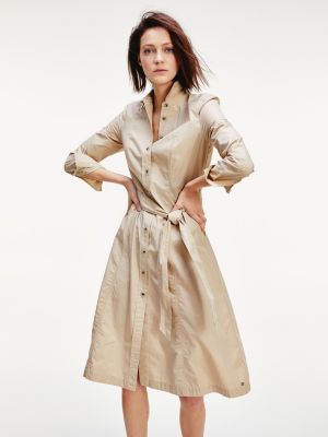 belted cotton shirt dress