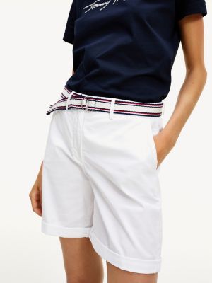 Signature Tape Belt Bermuda Shorts WHITE Tommy Hilfiger