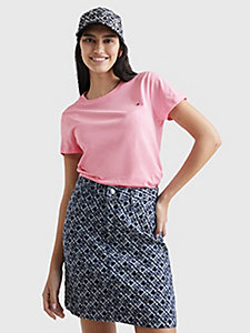 t-shirt ajusté en jersey rose pour femmes tommy hilfiger