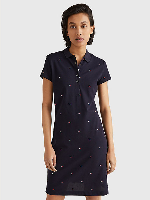 blue flag embroidery polo dress for women tommy hilfiger