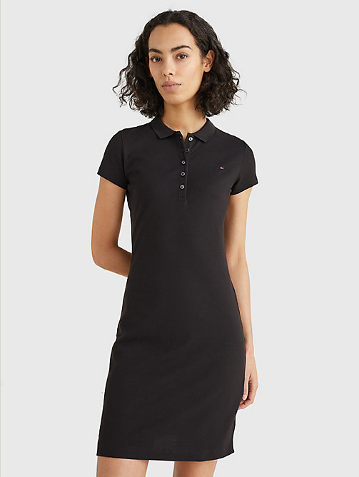 black slim fit polo dress for women tommy hilfiger
