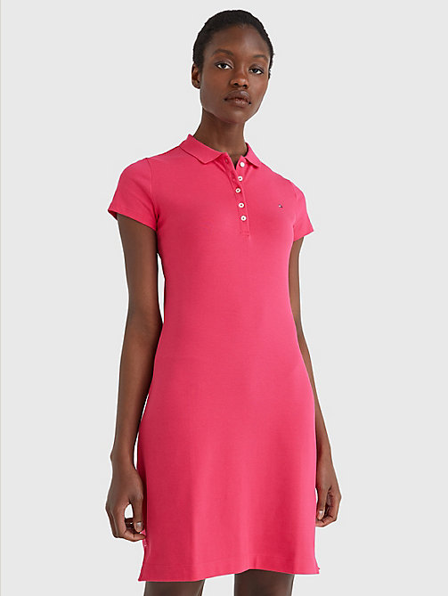 pink slim fit polo dress for women tommy hilfiger