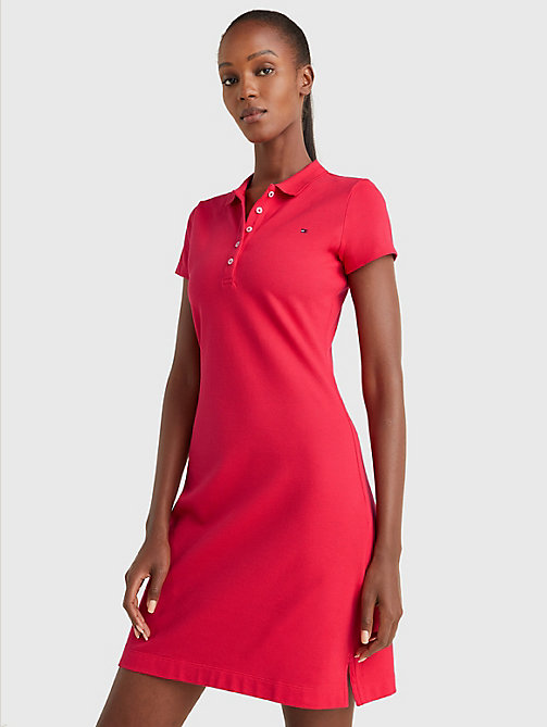 red slim fit polo dress for women tommy hilfiger