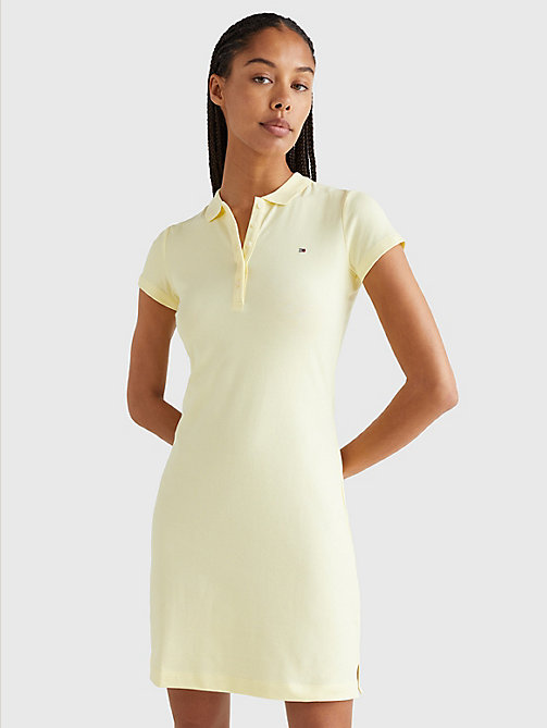 yellow slim fit polo dress for women tommy hilfiger