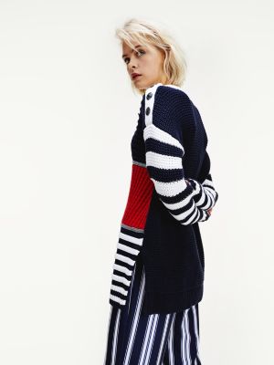 tommy icons metallic stripe cardigan