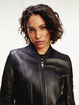 tommy hilfiger ladies leather jacket