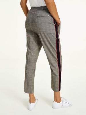 elastic waist tapered trousers
